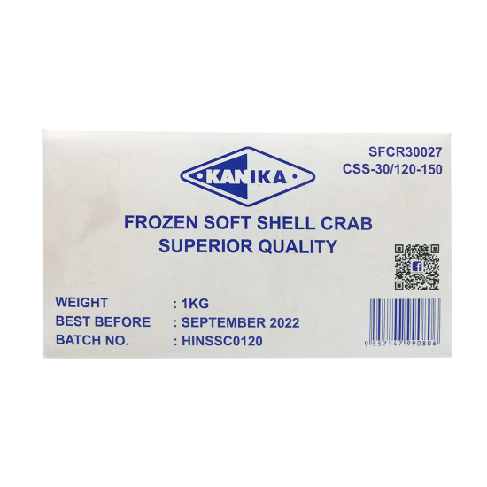 Kanika Frozen Soft Shell Crab 120/150 (1KG/Box)