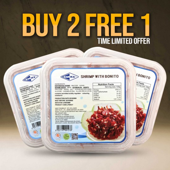 BUY 2 FREE 1 Kanika Shrimp With Bonito Retail Pack (100gm)